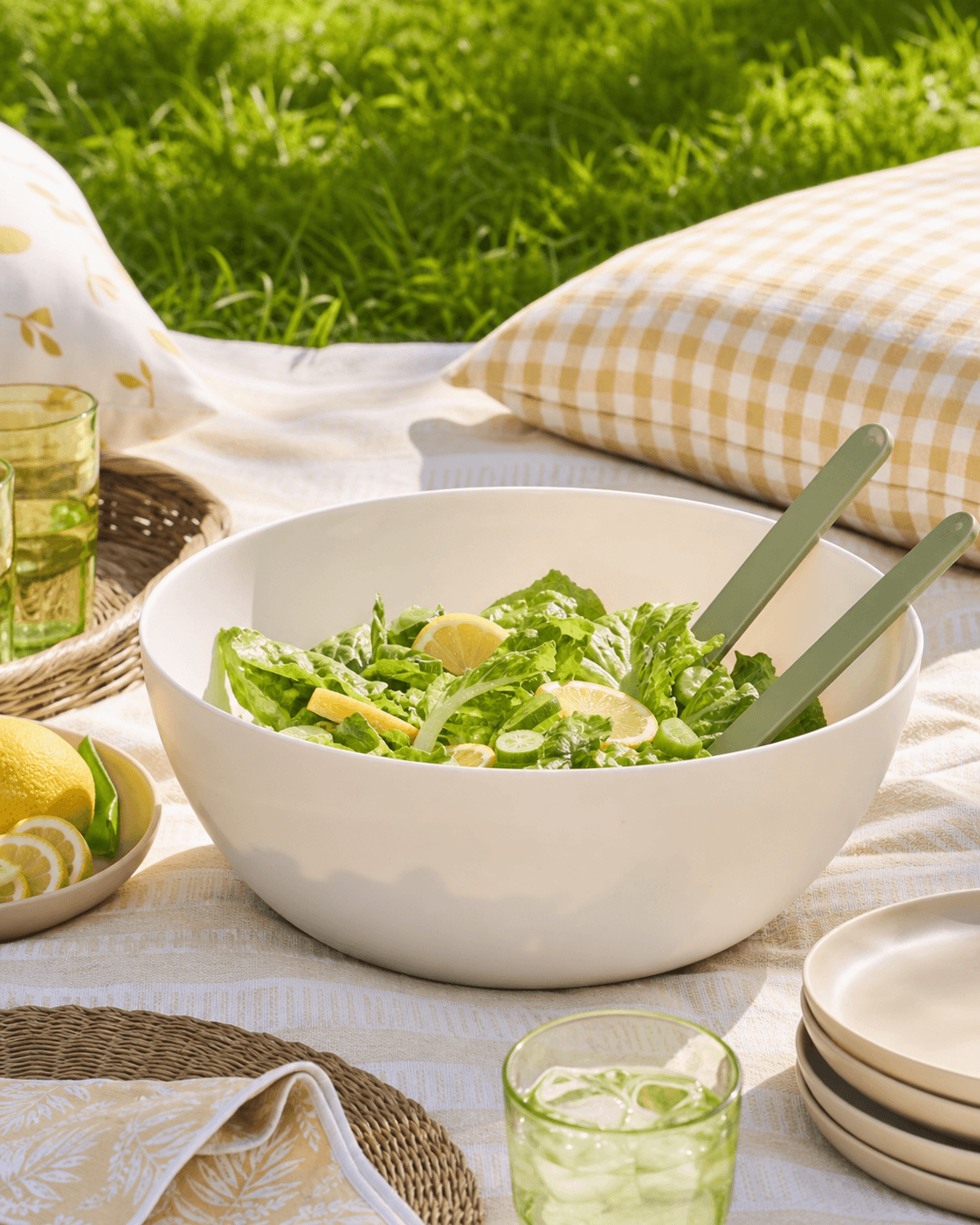 Serving Bowl & Salad Set arranged for an outdoor table